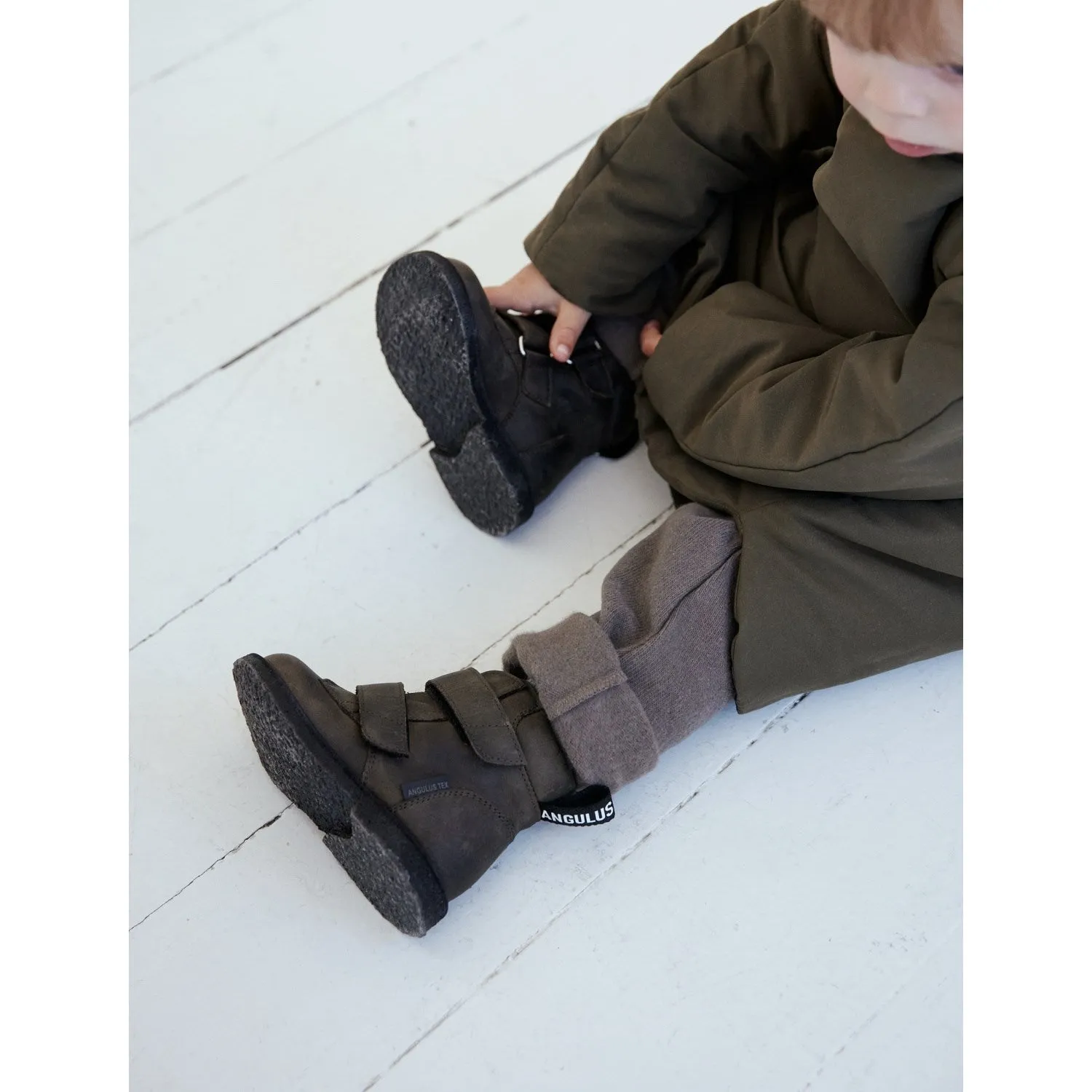 Ice Trekking Angulus Dark olive Beginner Tex Boot with Logo Tape and Velcro Closure