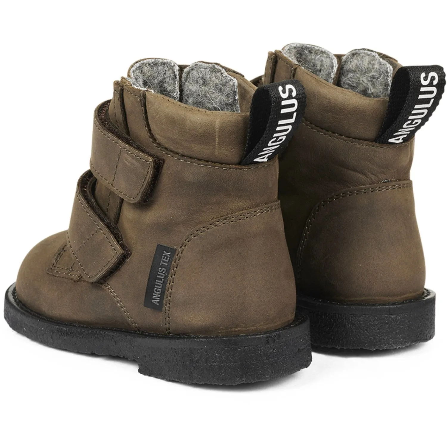 Angulus Dark olive Beginner Tex Boot with Logo Tape and Velcro Closure Snow Boots for Women Winter Trekking