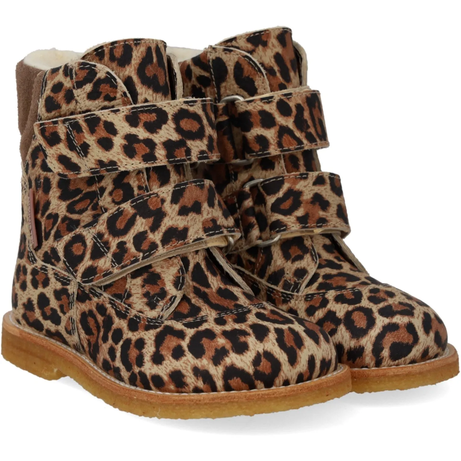 Angulus Beige Leo/Taupe TEX Boot with Velcro Closure Snow Snow Trekking Comfort Cuff