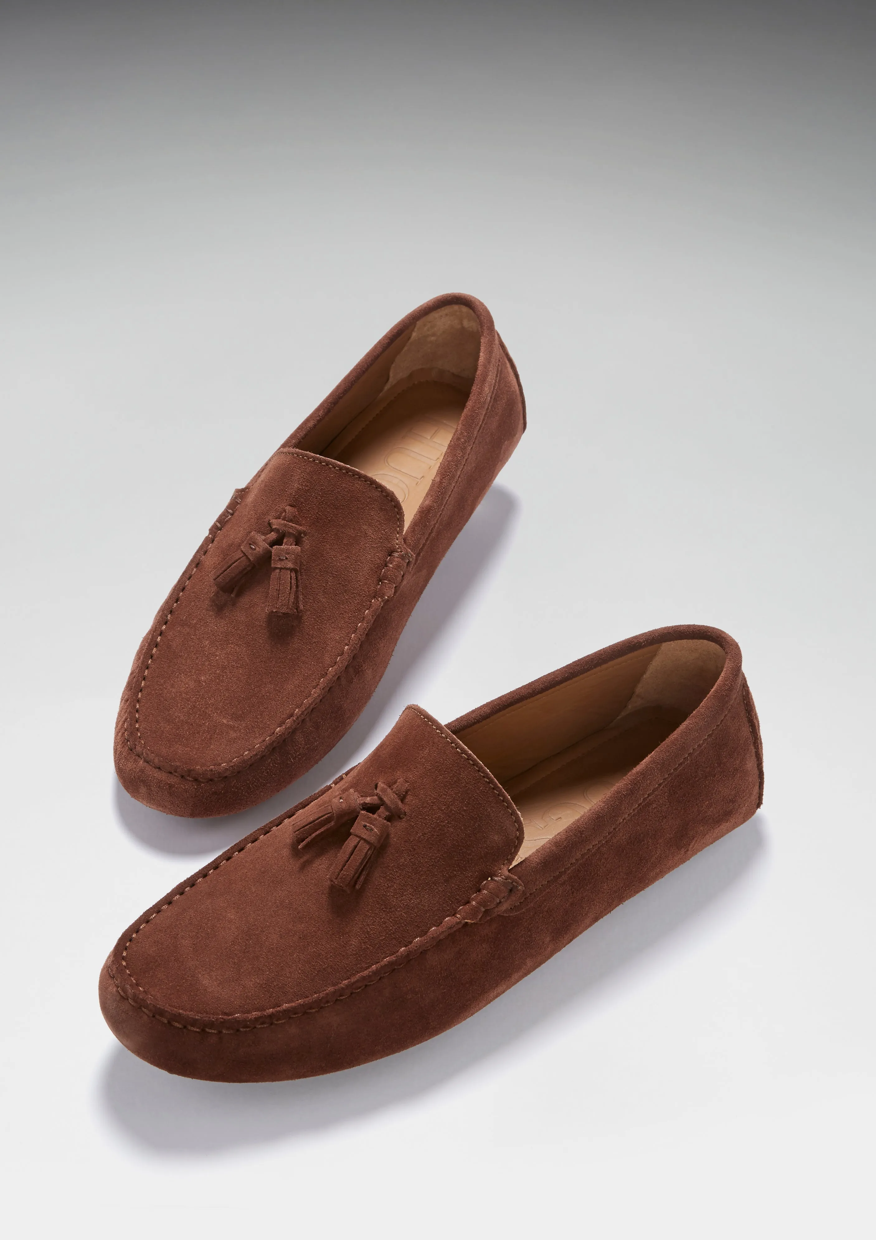Everyday Go Breathable Lining Tasselled Driving Loafers, mahogany brown suede
