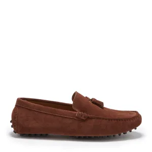 Flex Path Art Spot Lane Tasselled Driving Loafers, mahogany brown suede