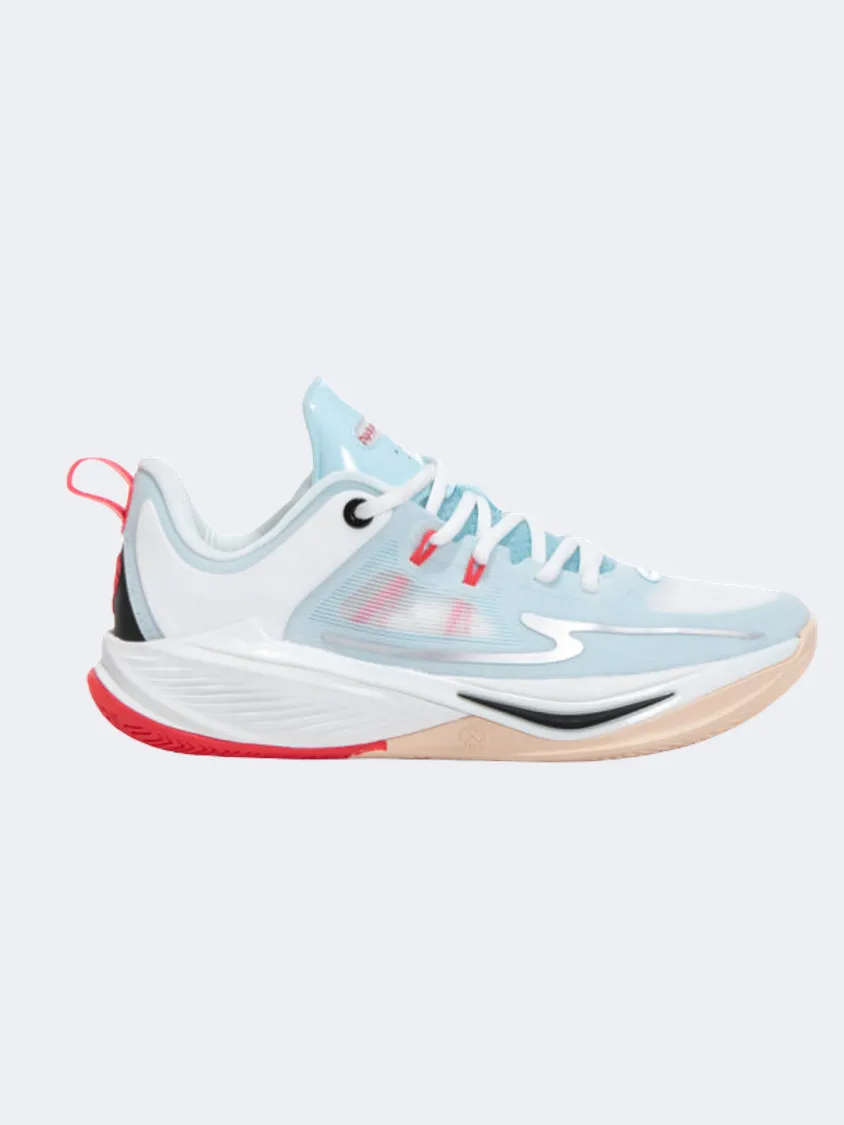 Slip Resistance Hexagon Pattern Orthotic Support Erke Men Basketball Shoes White/Light Blue