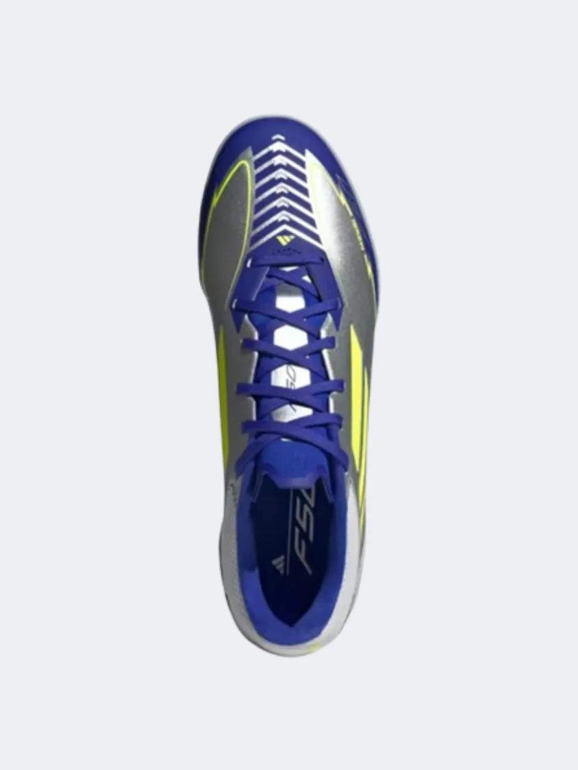 Adidas F50 League Tf Messi Men Football Shoes Silver/Yellow/Blue Quick Launch Leg Control