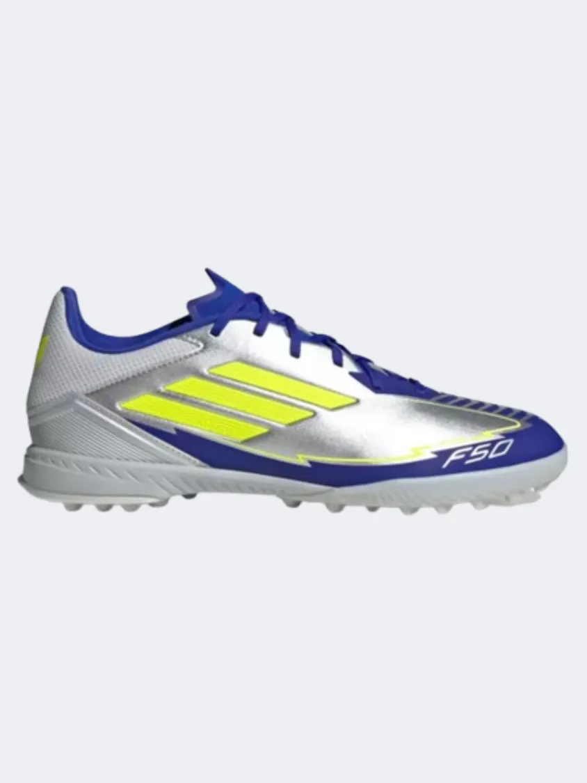 Grass Surface Fit Design Adidas F50 League Tf Messi Men Football Shoes Silver/Yellow/Blue