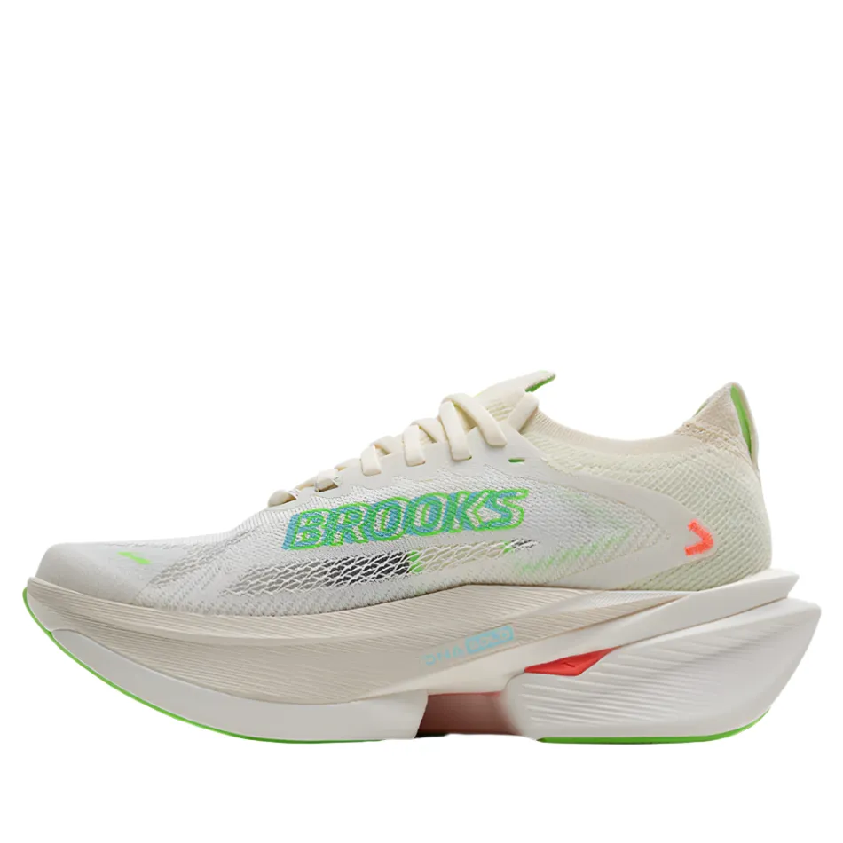 ultramarathon running Brooks Men's Hyperion Max 3 Running Shoes in Coconut/Green Gecko/Pink Clay AW25