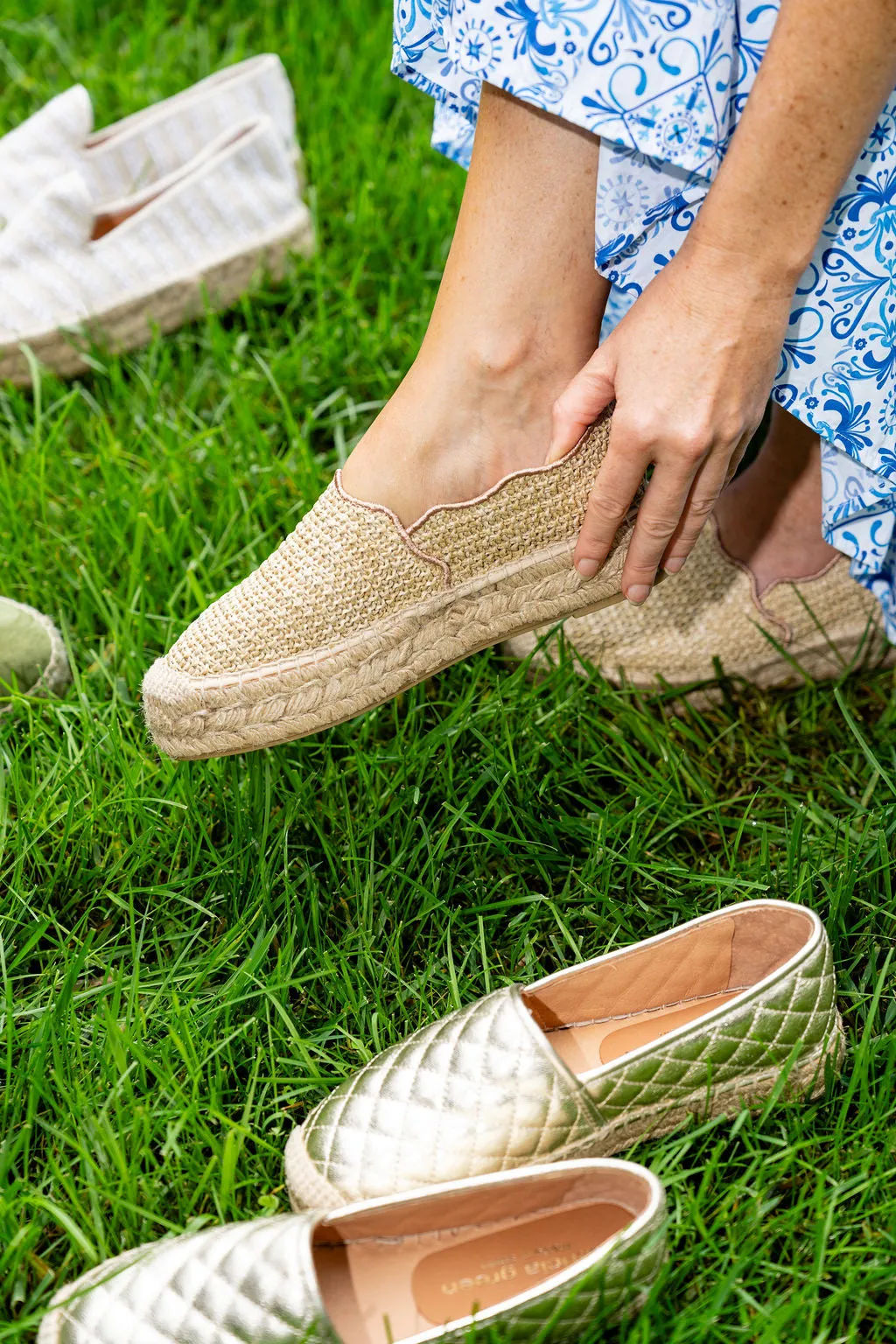 Abigail Scalloped Raffia Slip On Espadrille Coastal Mood Superior Cushioning
