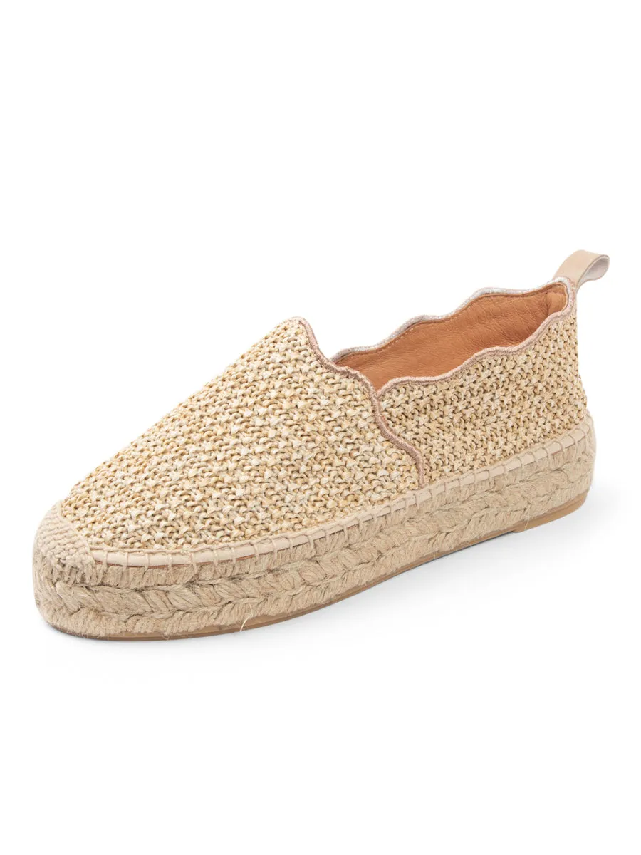 Heavy Pace Abigail Scalloped Raffia Slip On Espadrille