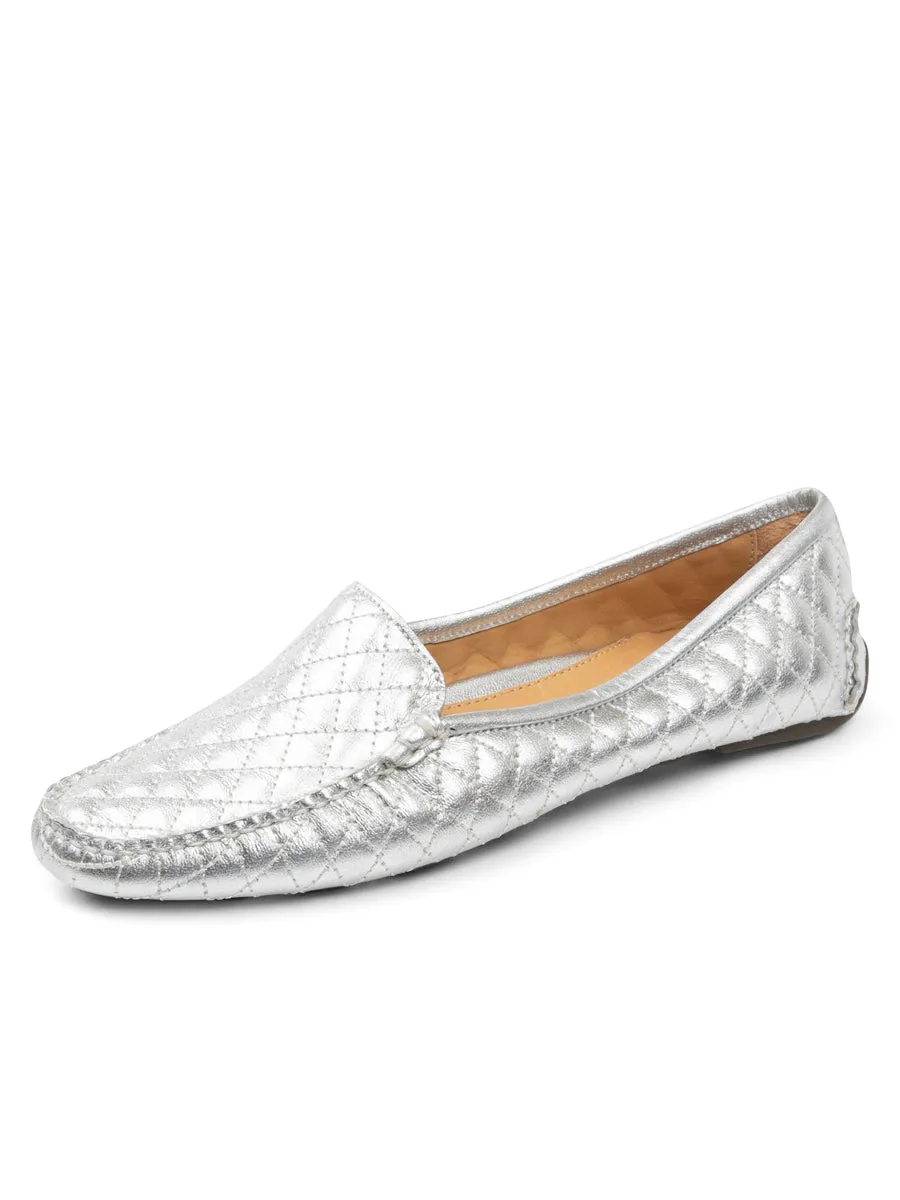 Jillian Quilted Driving Moccasin White Clean Step Free