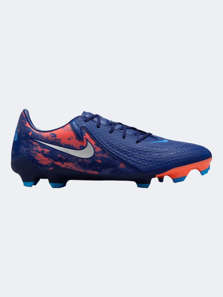 Nike Phantom GX 2 Academy FG/MG Erling Haaland Men Football Shoes Blue Void/Chrome Controlled Flex Team Drill