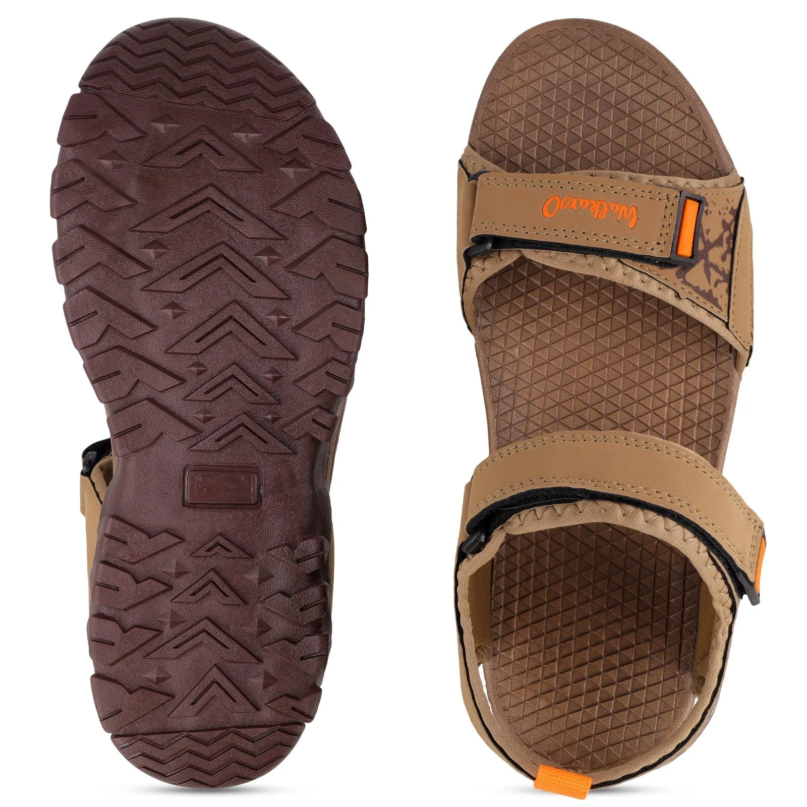 Walkaroo Men Sandals  - WC4418 Camel Easy Clean Flexible Layers