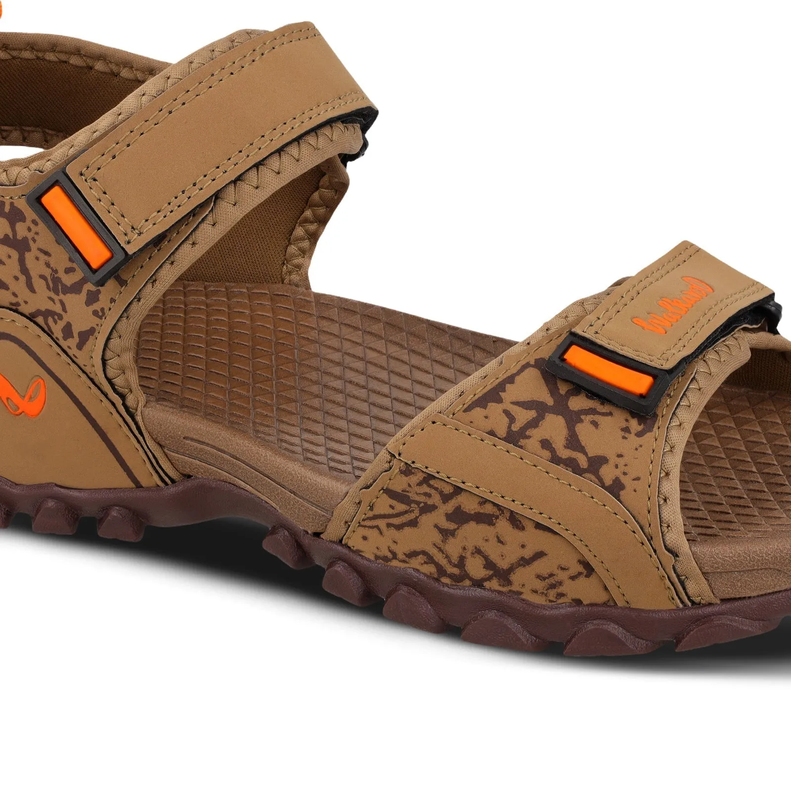 Walkaroo Men Sandals  - WC4418 Camel Contoured Fashionable Beach Footwear