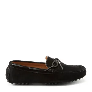 Vacation Style Laced Driving Loafers, black suede