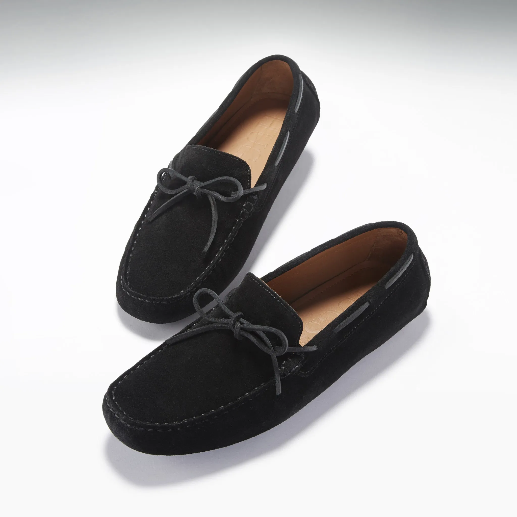 Laced Driving Loafers, black suede Ground Hug