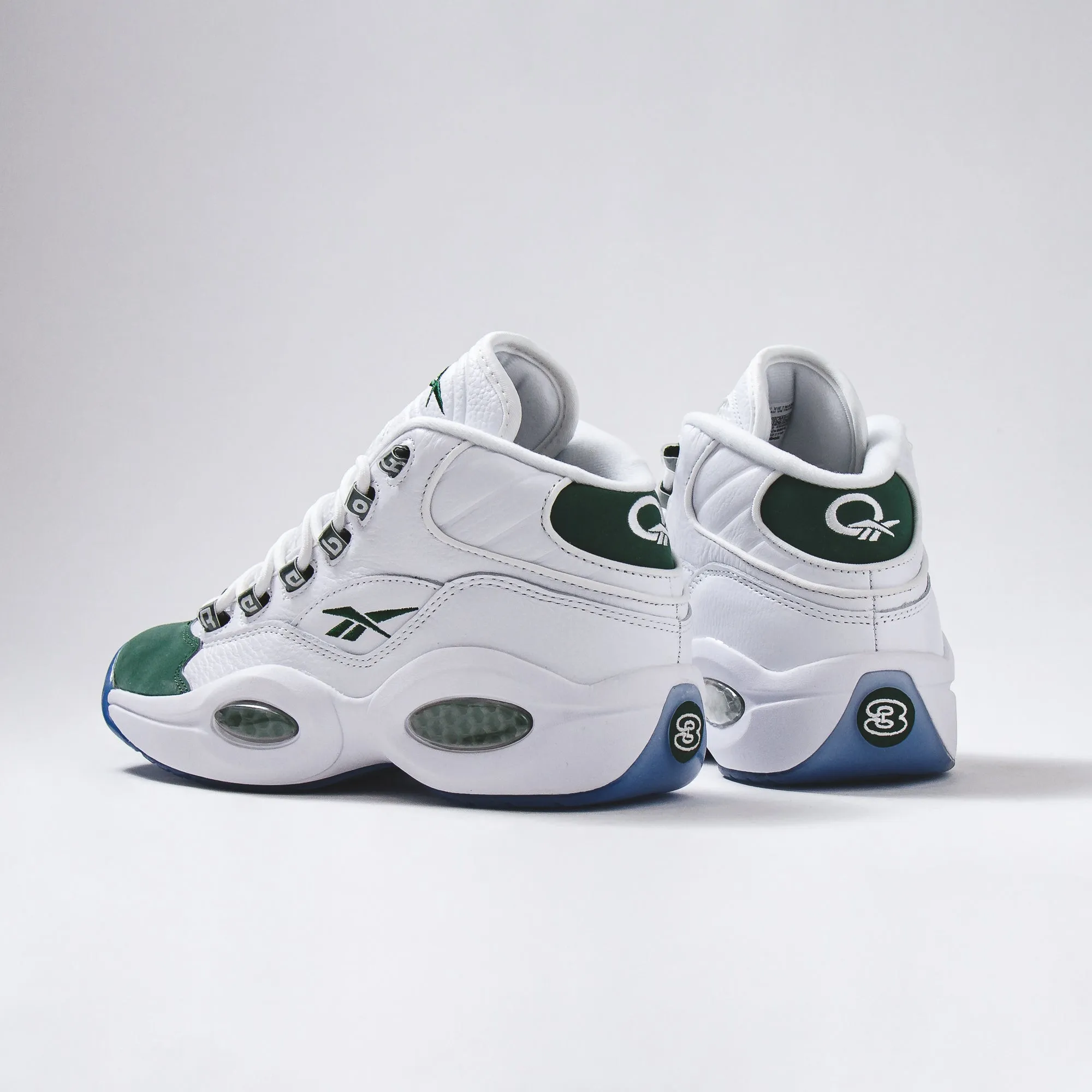 Reebok Classics Basketball Men Question Mid Allen Iverson White Green ID6690 Stylish Design Soft Landing