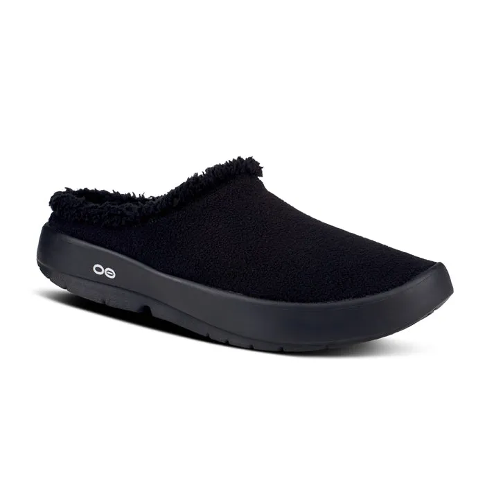 Men's Oofos Oocoozie Mule in Black Cloud Base Cotton Base