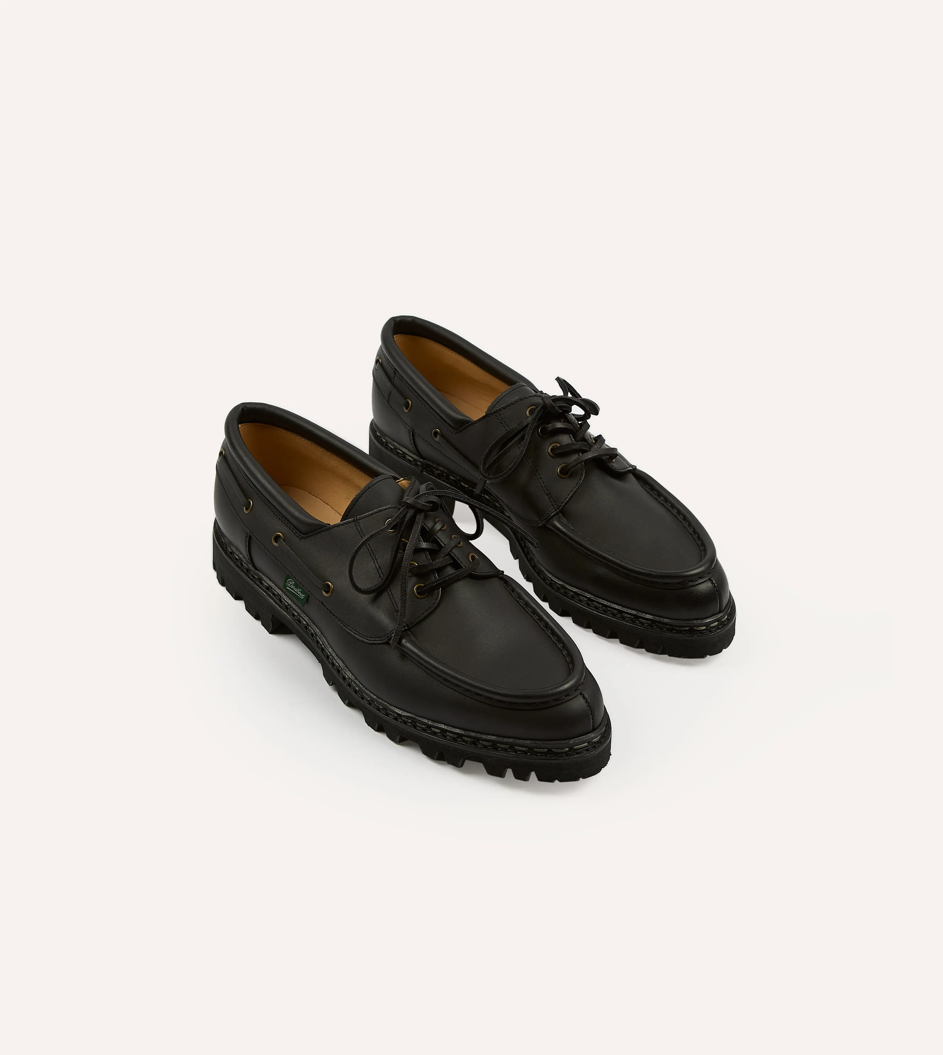 Paraboot Chimey Noir Calf Leather Derby Shoe Light Step Calm Tone