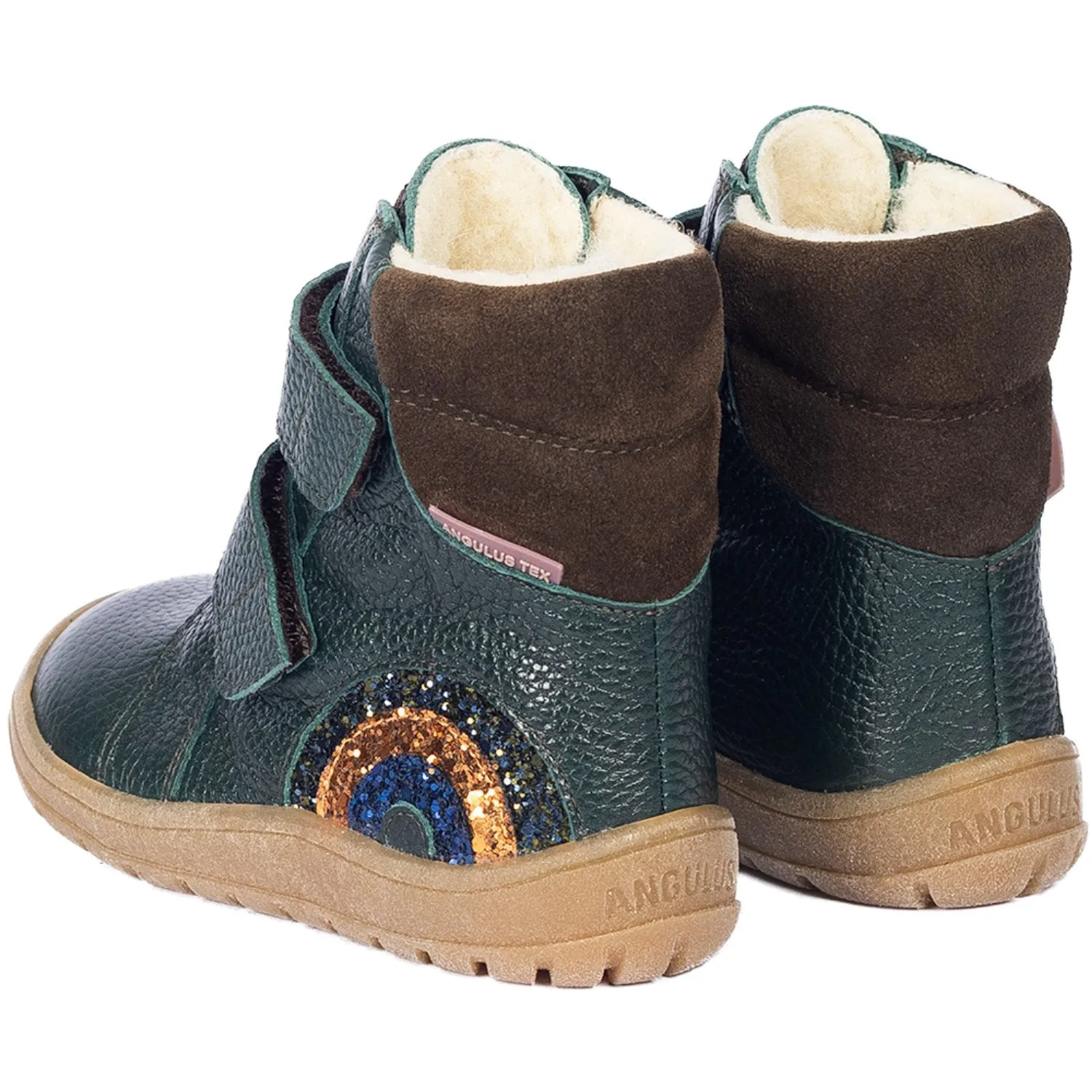 Angulus Deep Teal/Forrest/Glitter Tex Boot with Sparkling Glitter Rainbow Snow Snow Gear Winter Foot Path