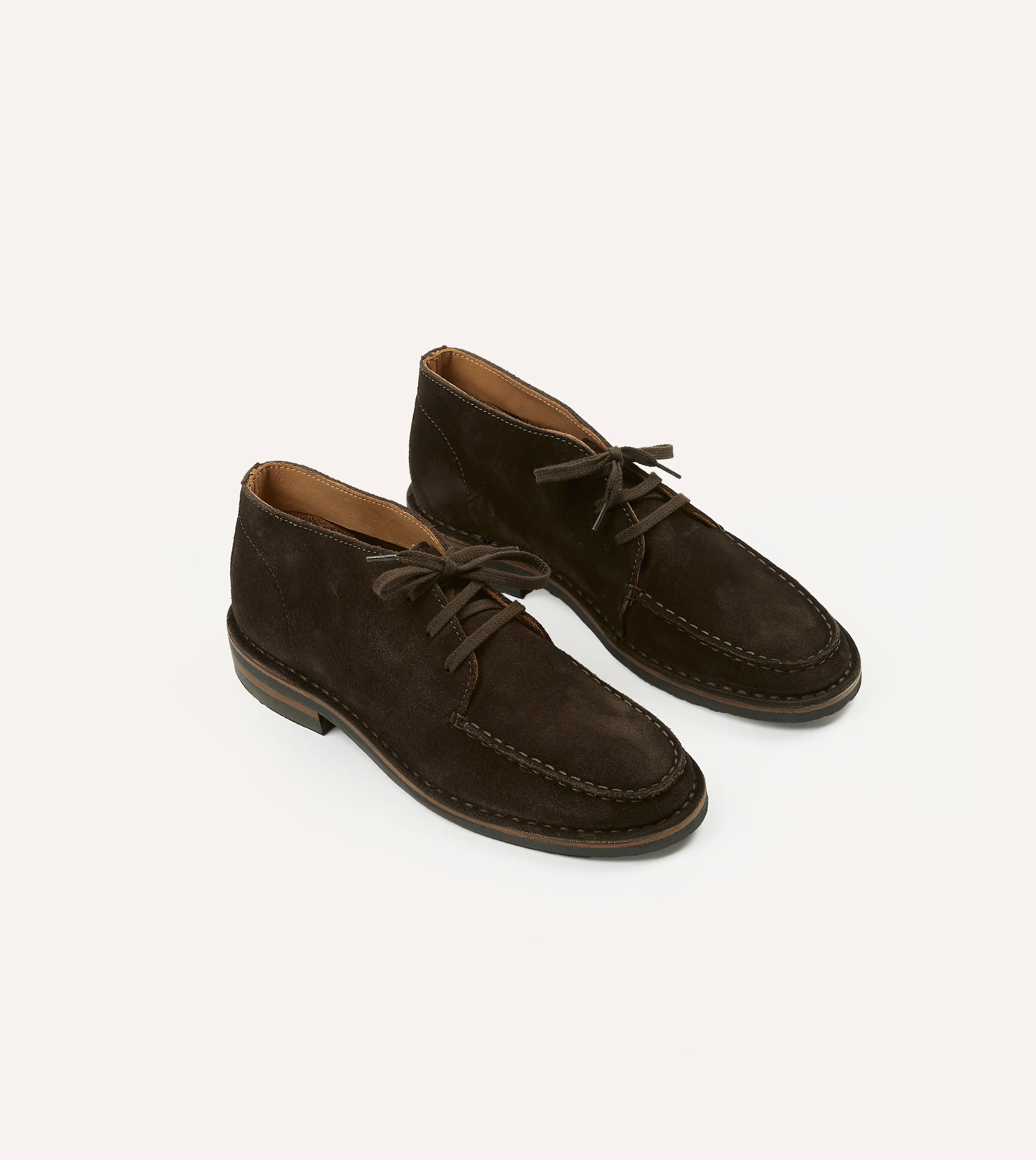 Crosby Moc-Toe Chukka Boot Dark Brown Roughout Suede with Rubber Sole Cool Pop