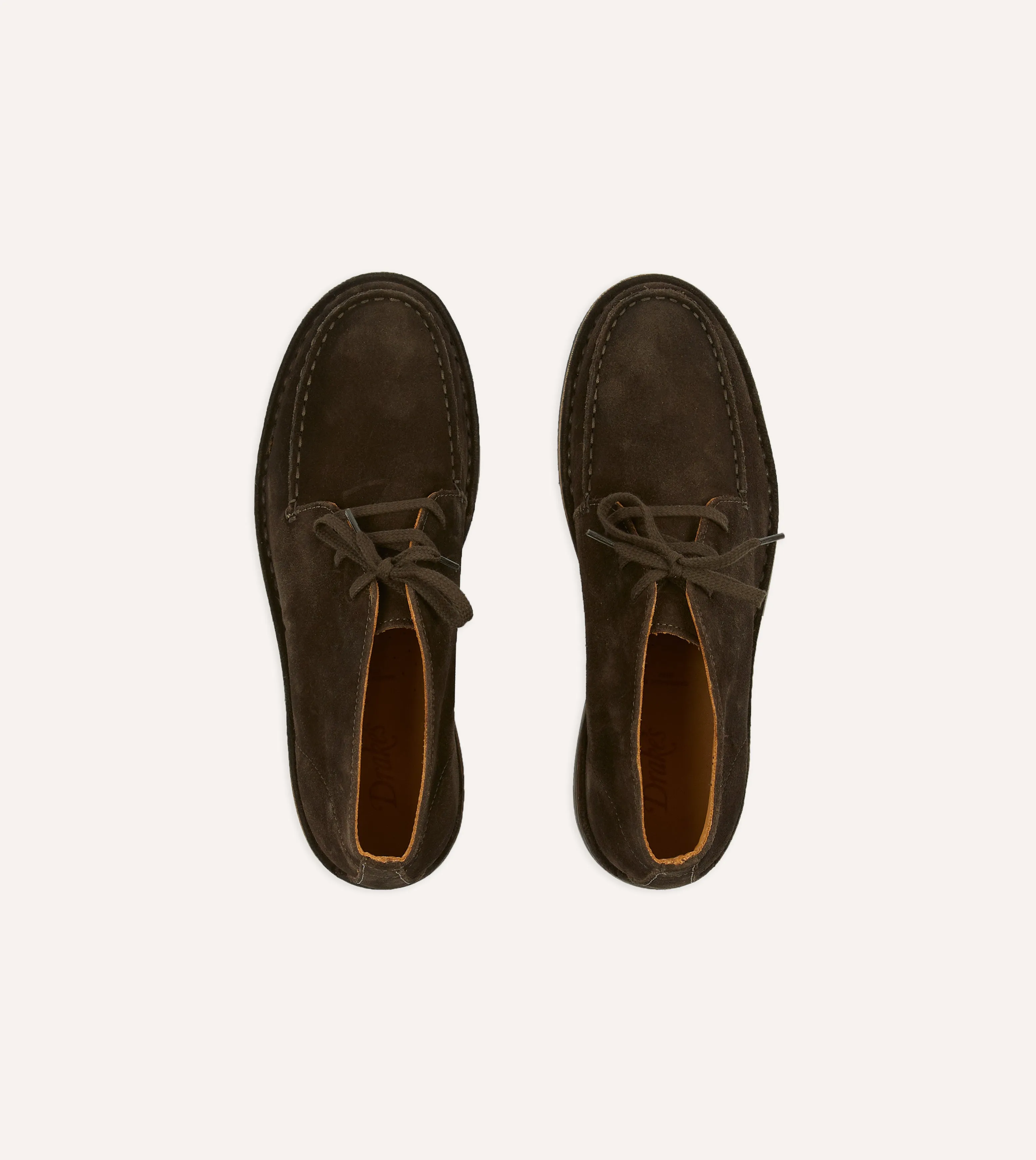 King Strong Memory Foam Casual Wear Crosby Moc-Toe Chukka Boot Dark Brown Roughout Suede with Rubber Sole
