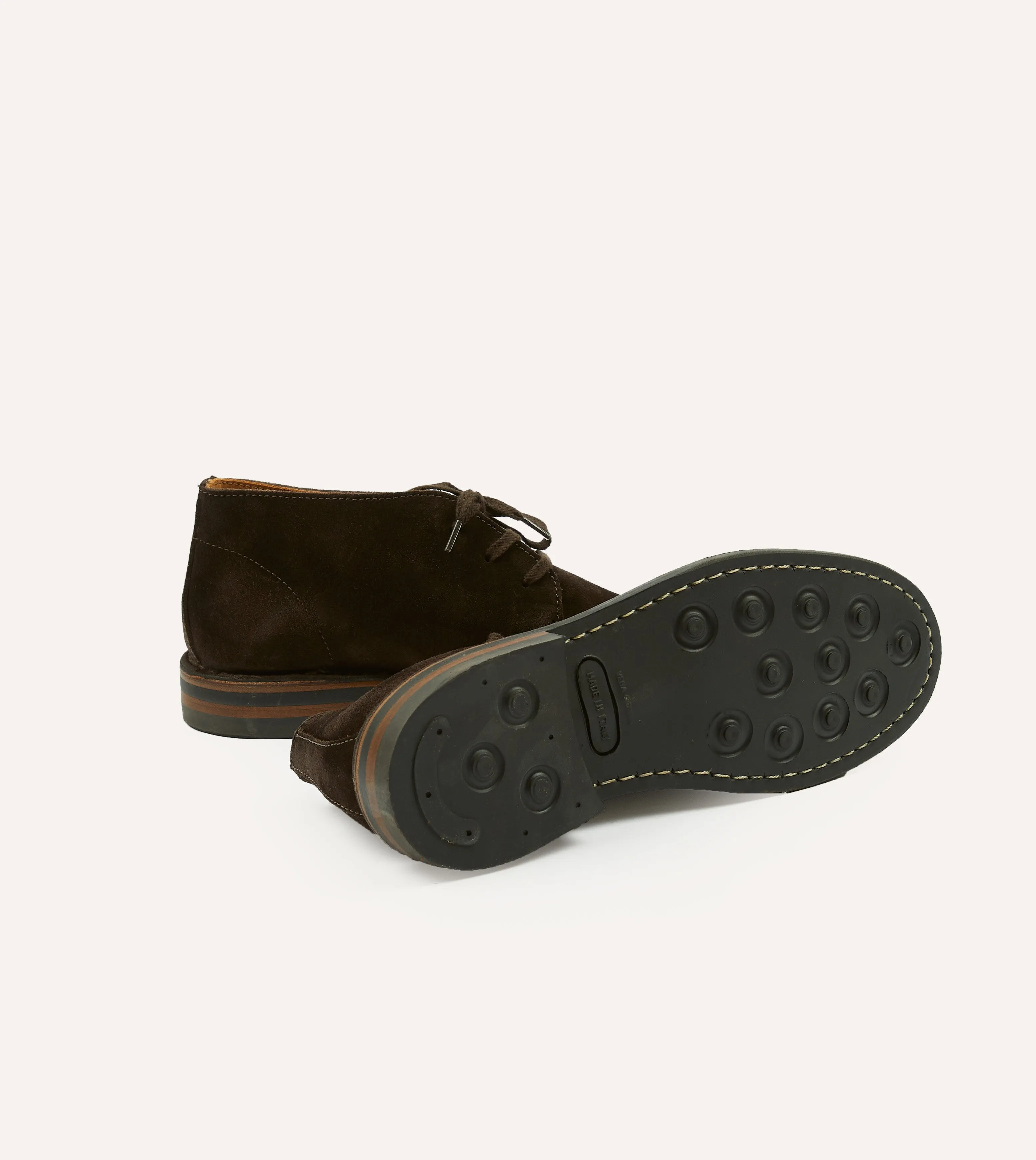 Crosby Moc-Toe Chukka Boot Dark Brown Roughout Suede with Rubber Sole Color Play