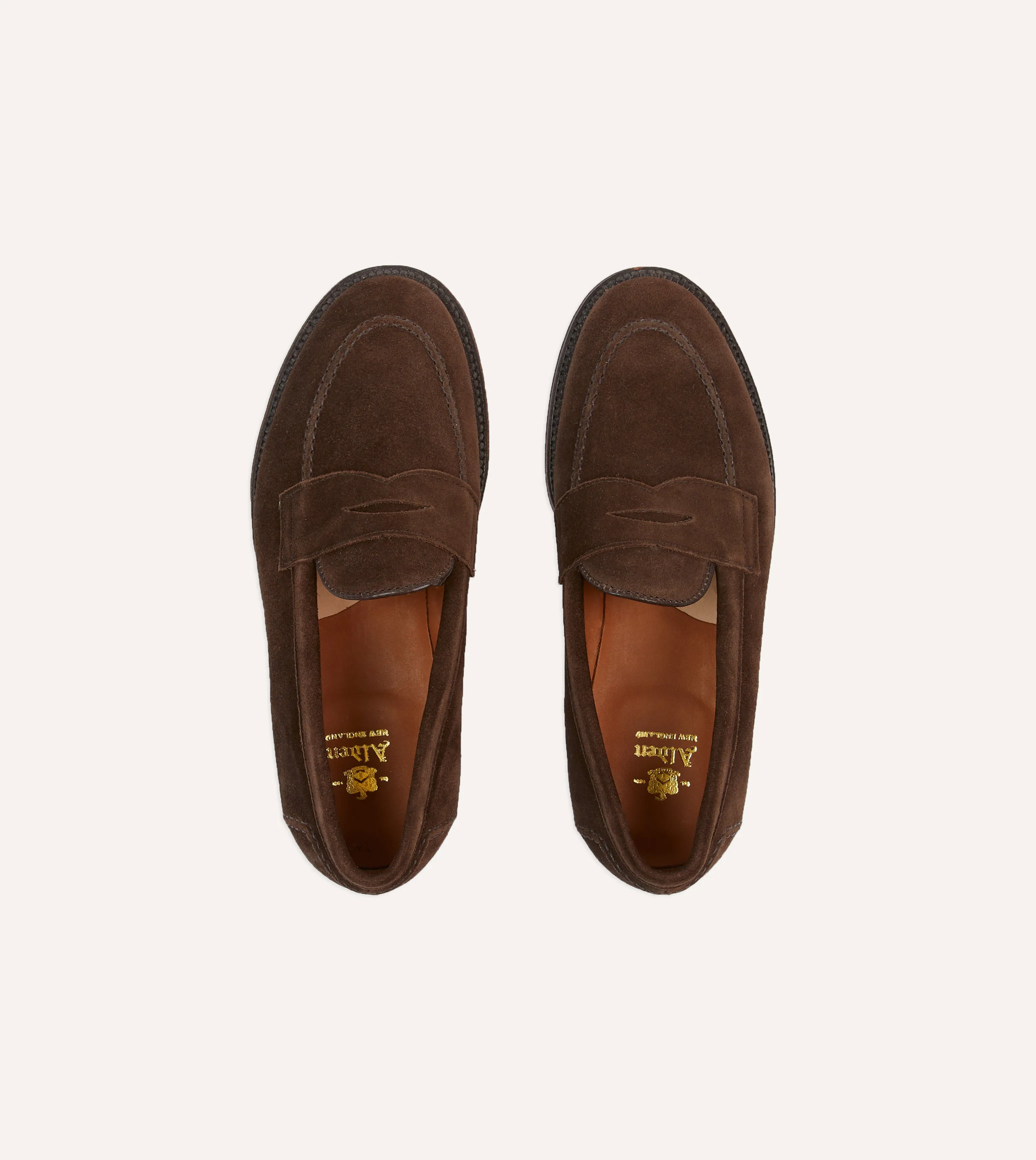 Comfortable Insole Alden Brown Suede Penny Loafer