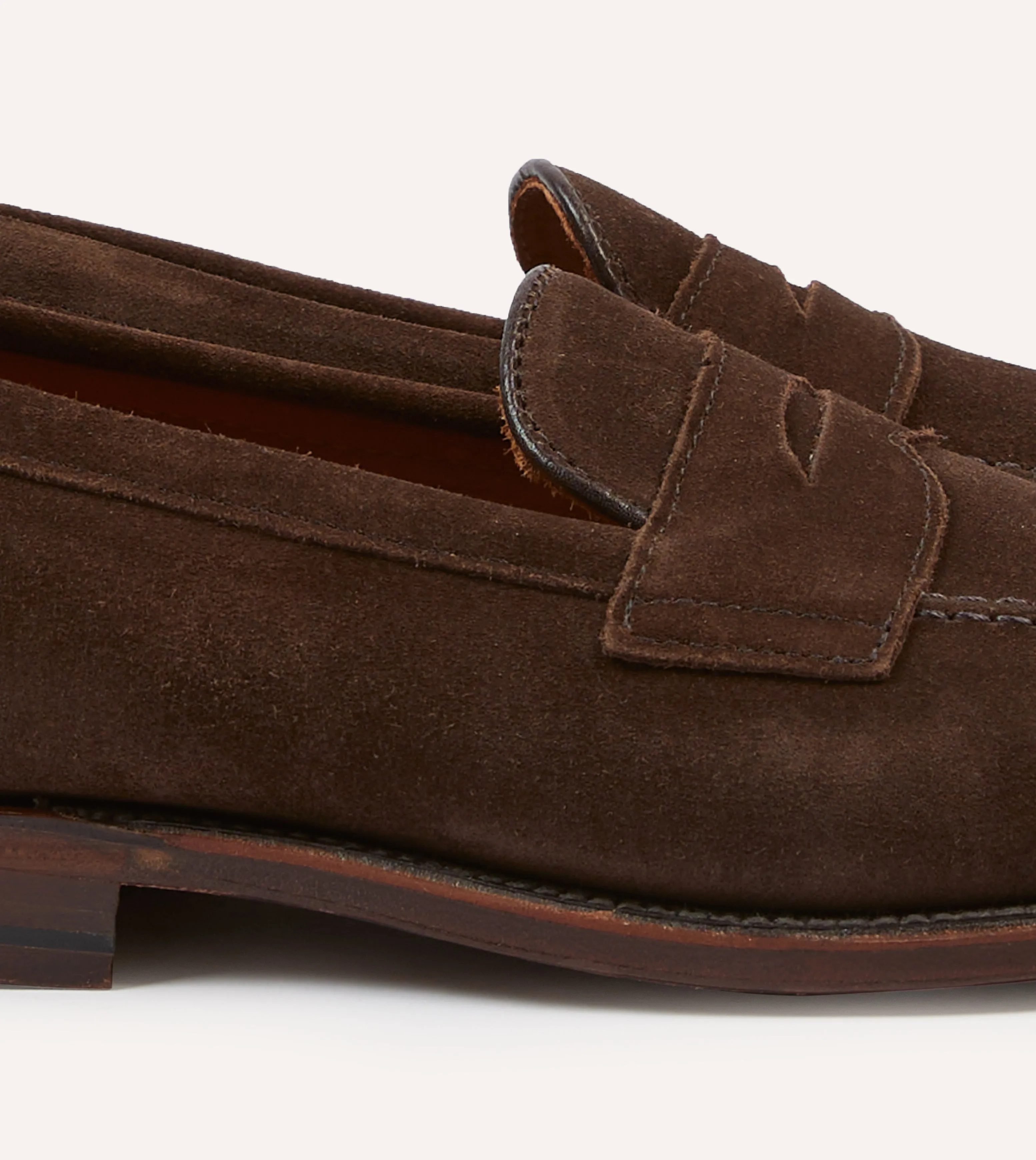 Alden Brown Suede Penny Loafer Torsion control Mesh