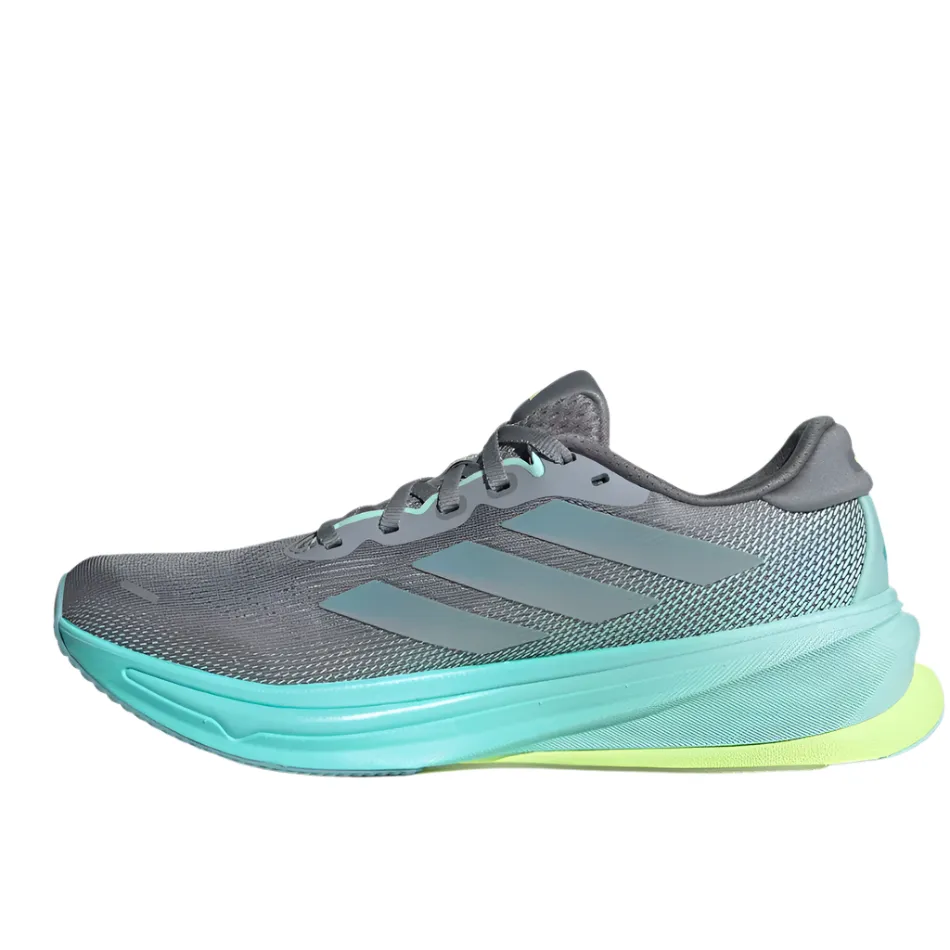 arch - support feature shoes seamless upper shoes Adidas Women's Supernova Rise 2 Running Shoes in Grey/Magic Grey Met/Flash Aqua AW25