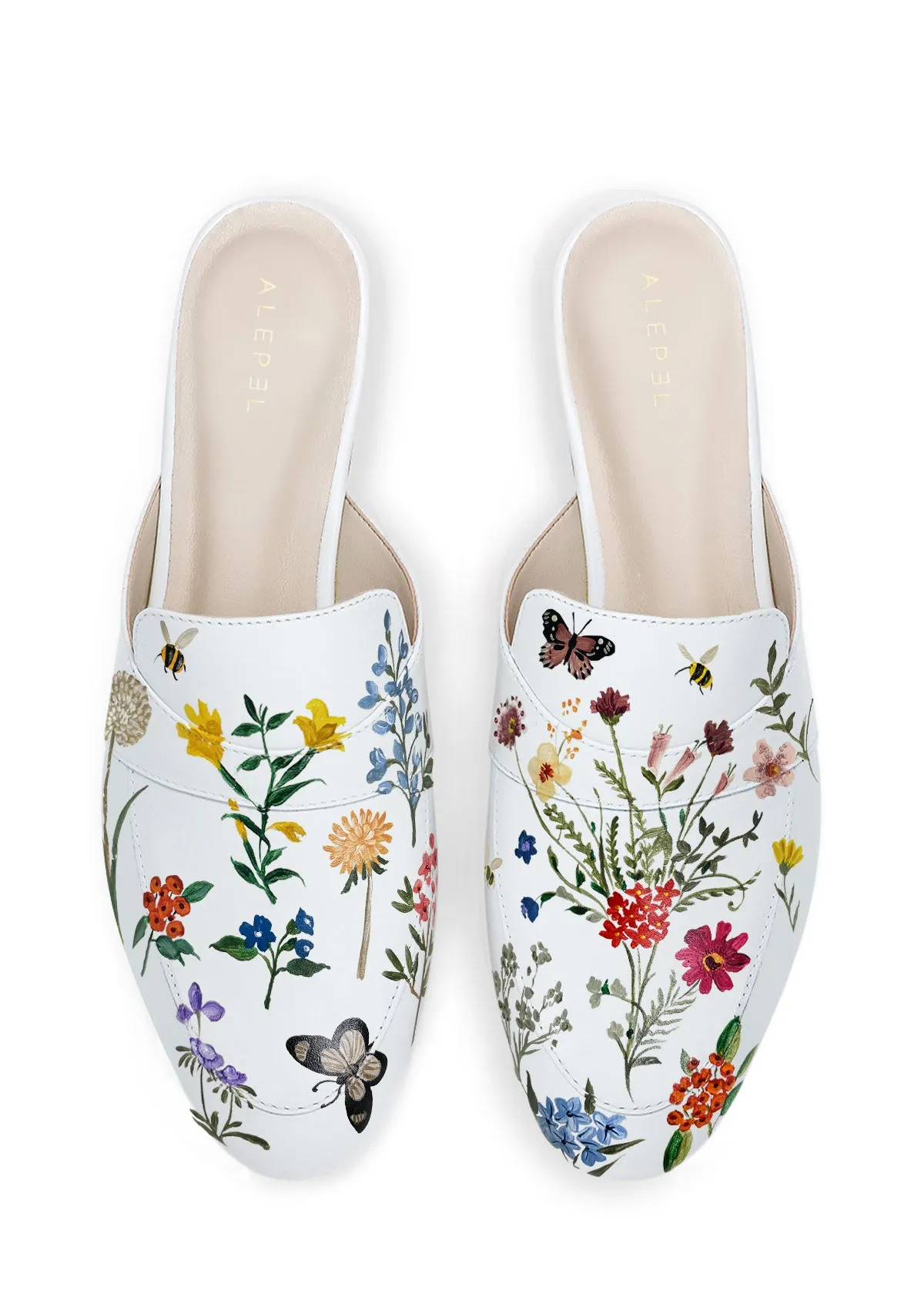 Pressed Flowers White Mule Soft Step