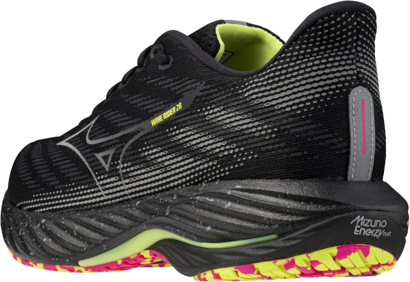 Mizuno Wave Rider 28 Running Shoes - Black Virtual Step Breathable City Adventure