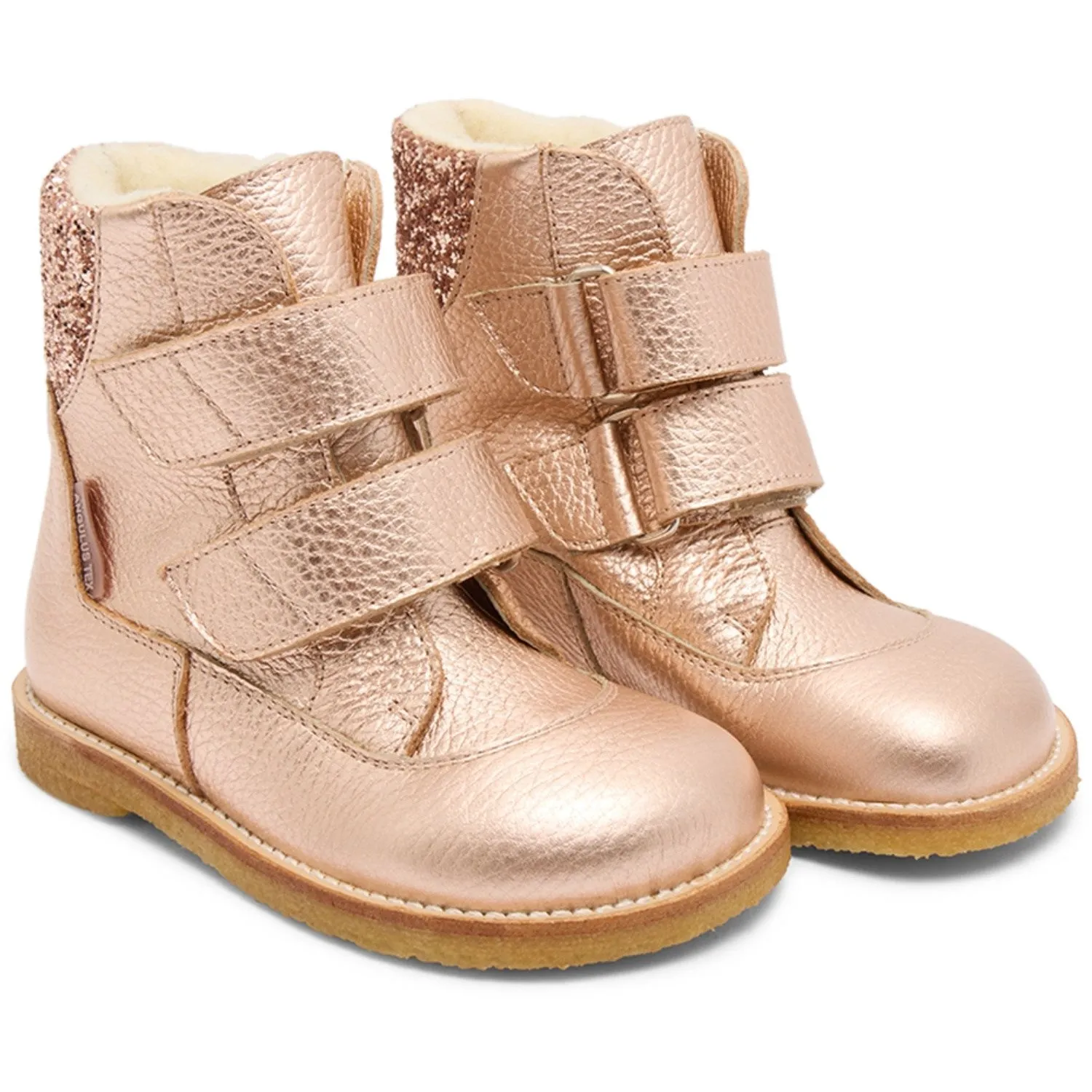 Soft Lining Snow Rugged Boots Angulus Copper/Maple Glitter Tex Boot with Velcro Closure