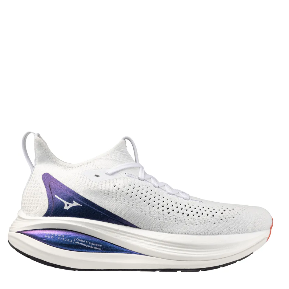 Mizuno Men's Neo Vista 2 Running Shoes in White/White/Iris Bloom AW25 anti - microbial - protection shoes