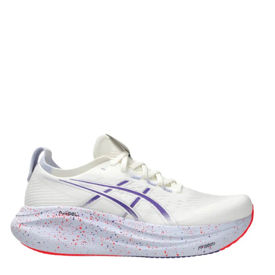 ASICS Men's GEL-NIMBUS 27 TOKYO Collection Running Shoes in Cream/Edo Purple AW25 Arch   Supportive High Flexibility
