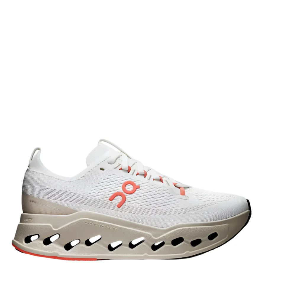 On Women's Cloudsurfer Max Running Shoes in Ivory/Salmon AW25 hot - weather shoes