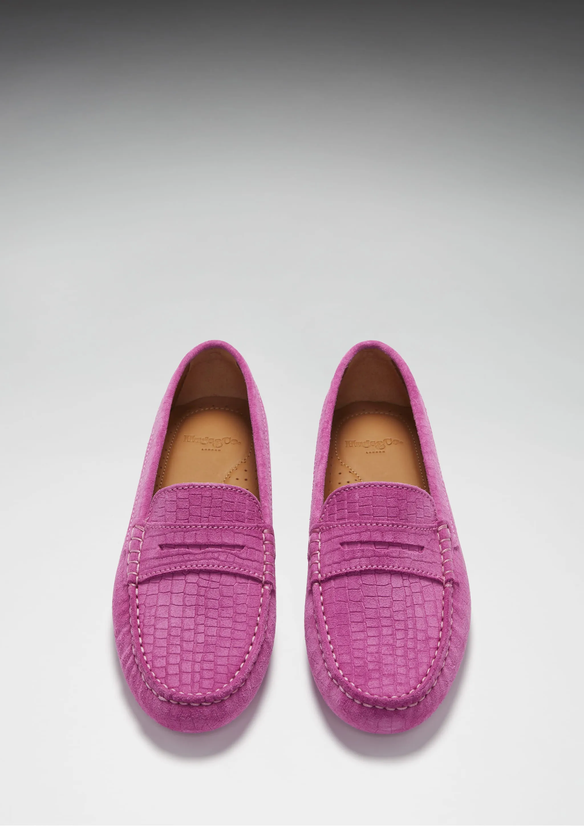 Women's Penny Driving Loafers, pink embossed suede All-Season Comfort