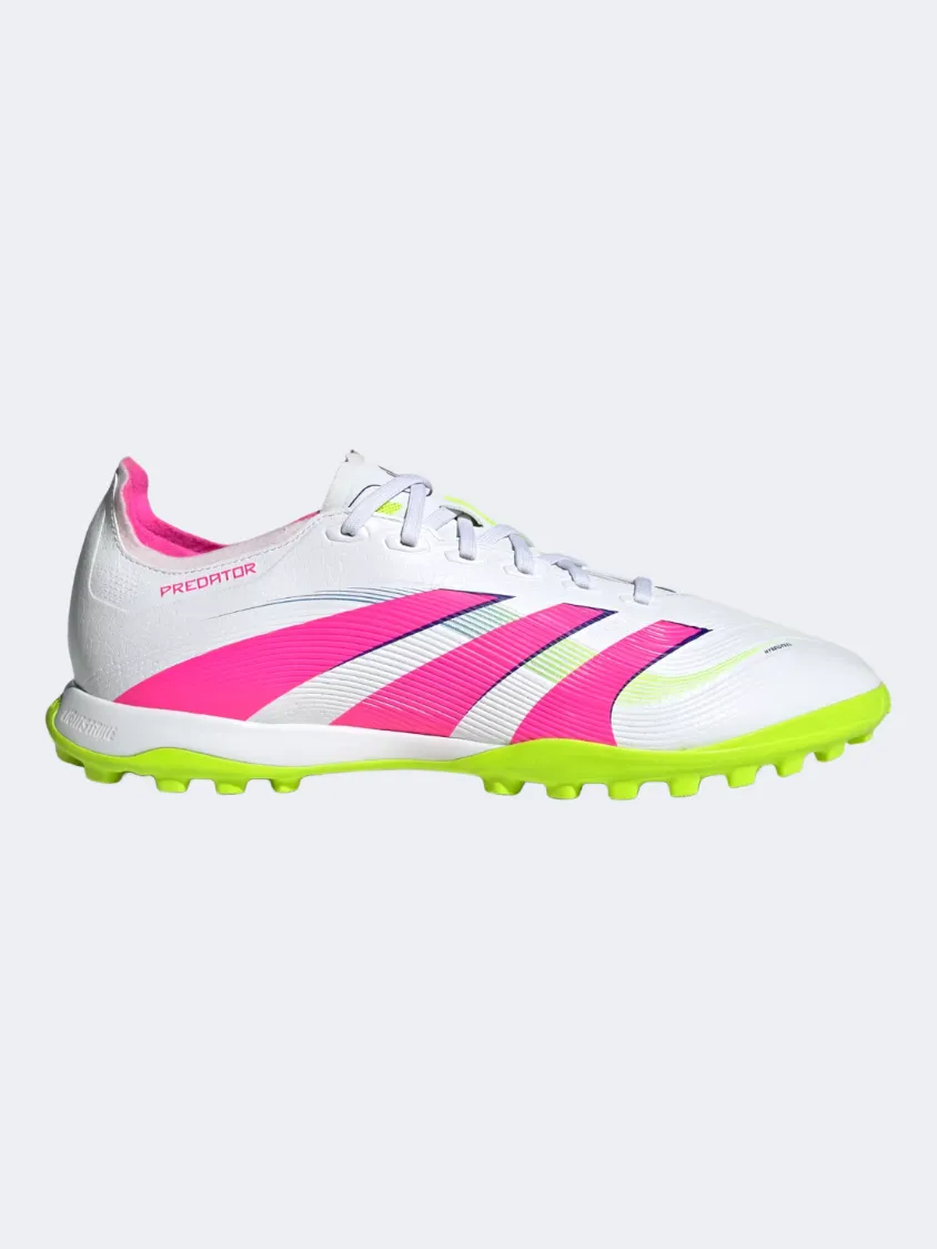 Firm Sole Step Lock Adidas Predator League Tf Men Football Shoes White/Pink/Lemon