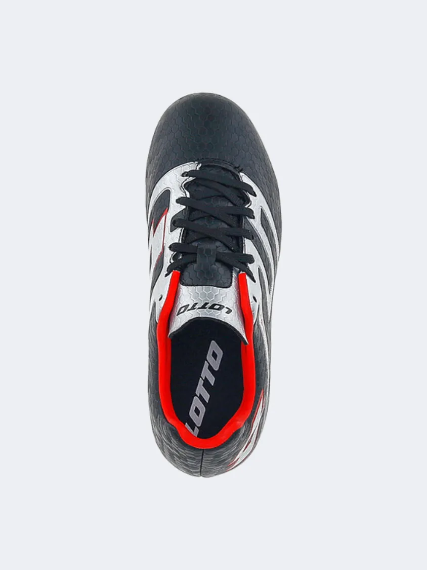 Lotto Maestro 700 Fg Jr Kids Football Shoes Black/Silver/Red Training Ground
