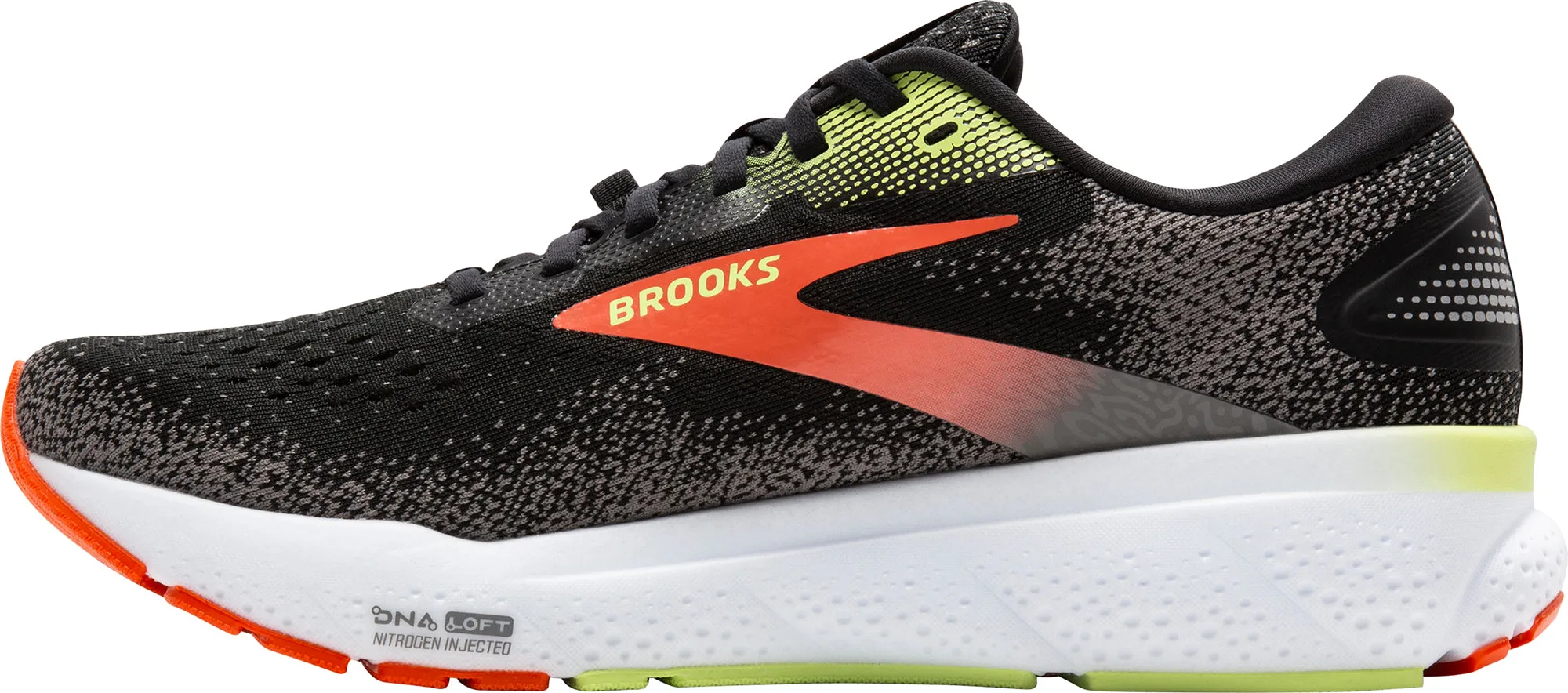 Leather Touch Brooks Ghost 16 GORE-TEX Mens Running Shoes - Black