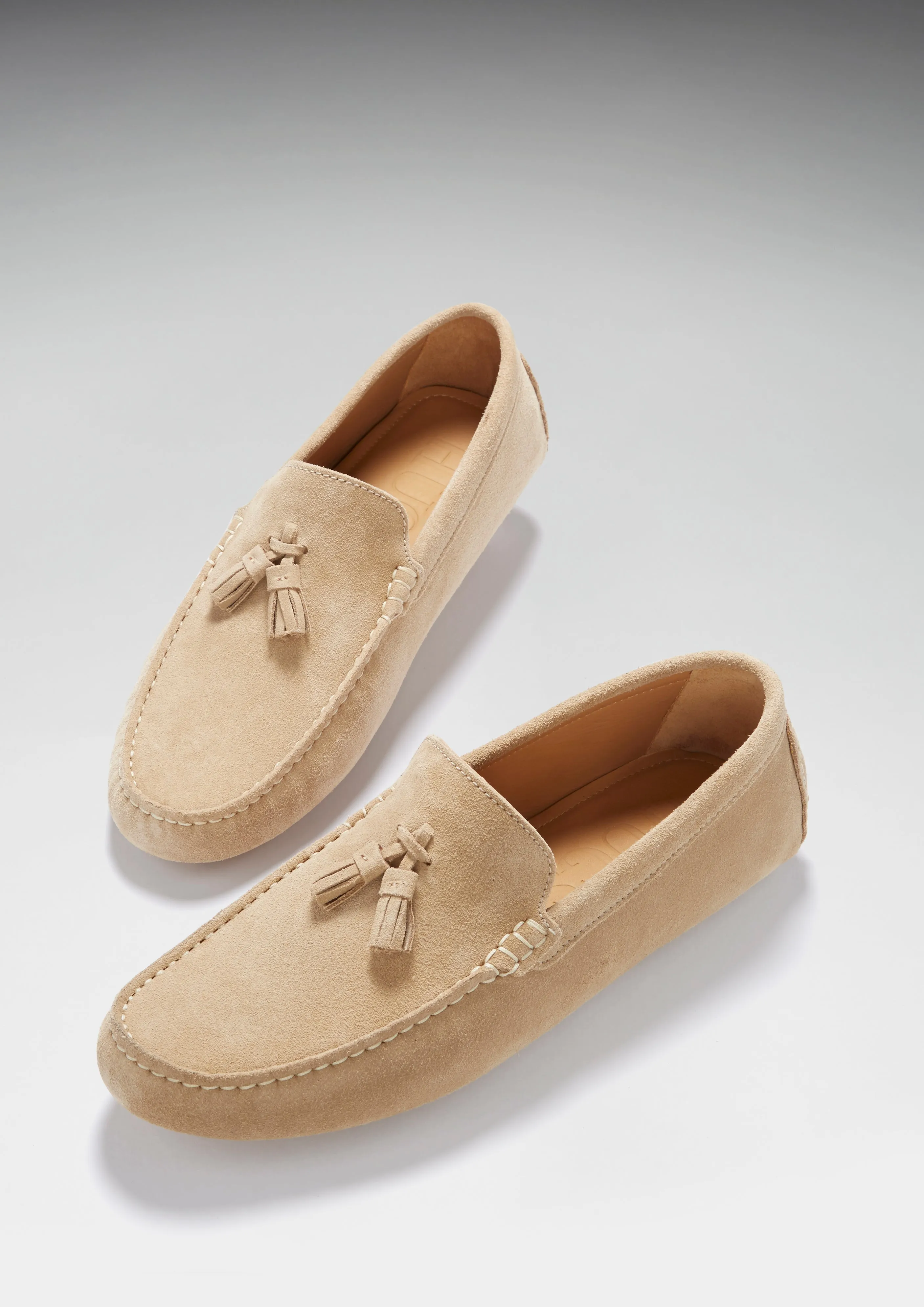 Tasselled Driving Loafers, taupe suede Slow Power Bright Step