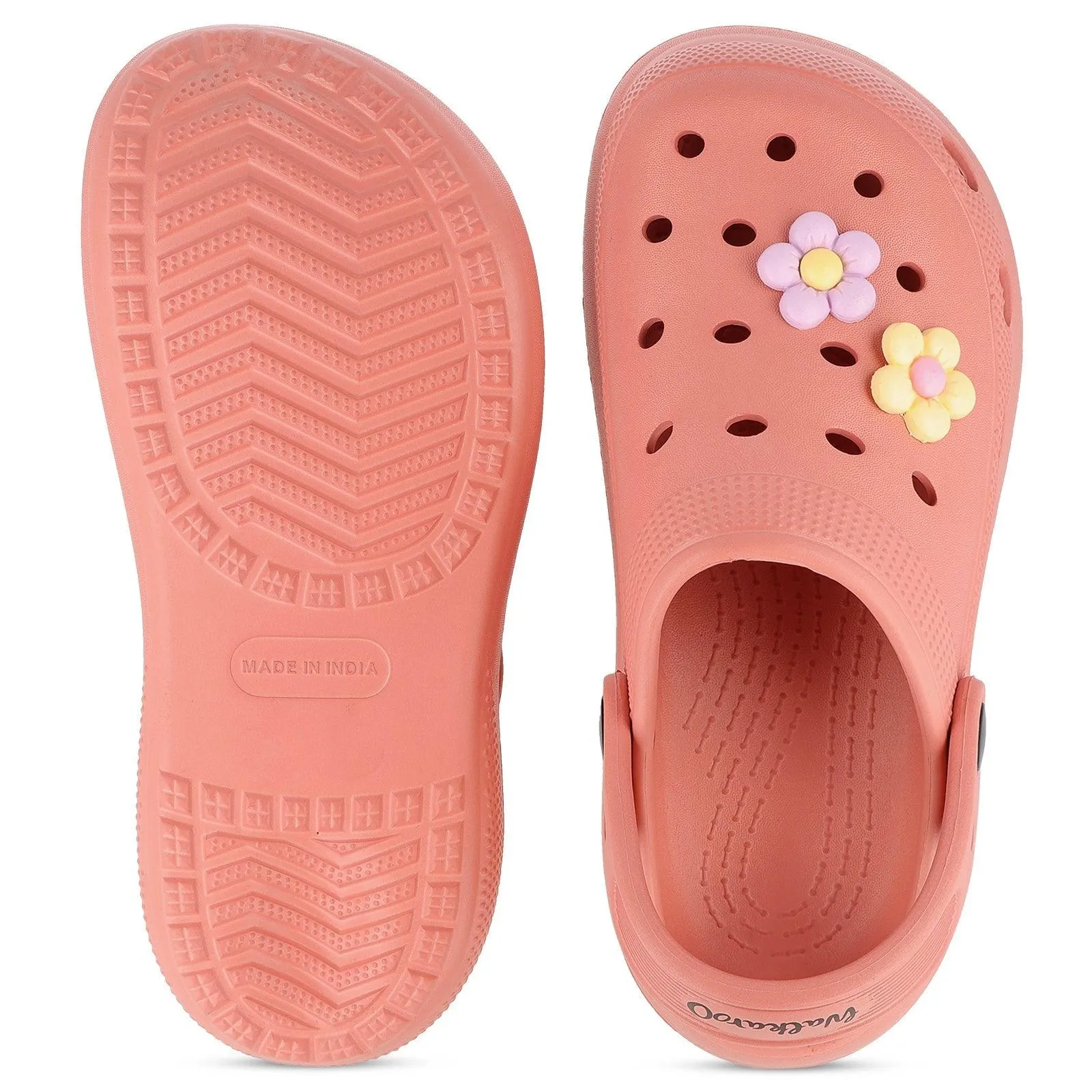 Walkaroo Womens Clogs  - WC8924 Peach Durable Fit