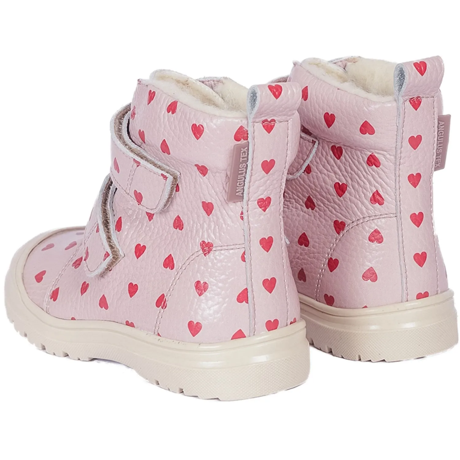 Snow Grip Shoes Angulus Rose Hearts Tex-Boot With Heart Print And Wool Lining