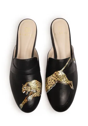Cozy Style Leopard Black Mule