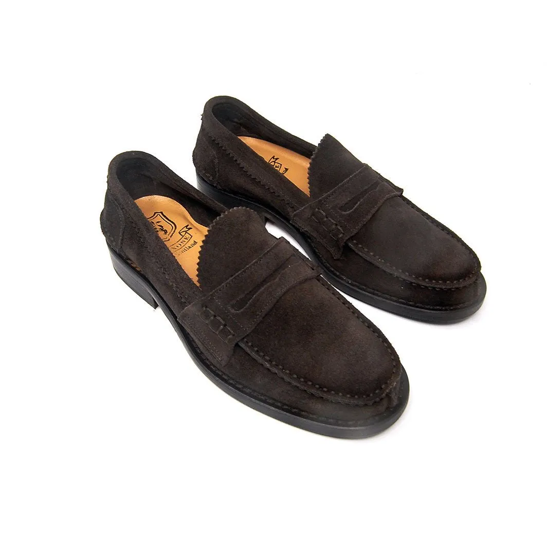 Soft Leather Slip-ons Comfortable Slip-on Design WOMAN PENNY LOAFER DARK BROWN SUEDE