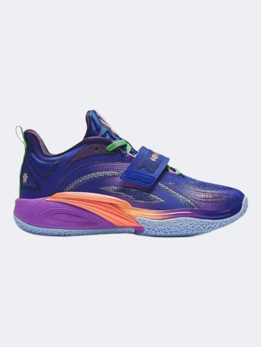 Mid Cut Frame Sneakers Trendy Anta Kai Kids-Unisex Basketball Shoes Blue/Purple/Orange