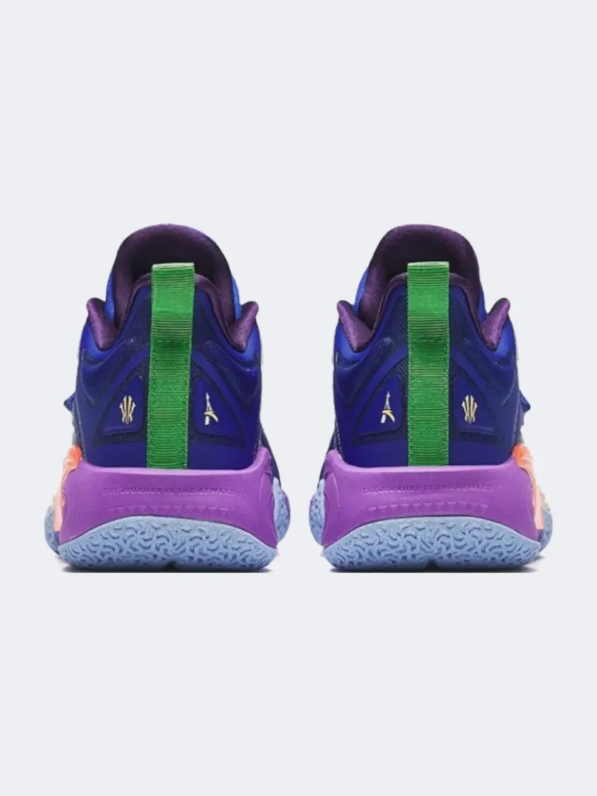 Foot Strike Control Anta Kai Kids-Unisex Basketball Shoes Blue/Purple/Orange