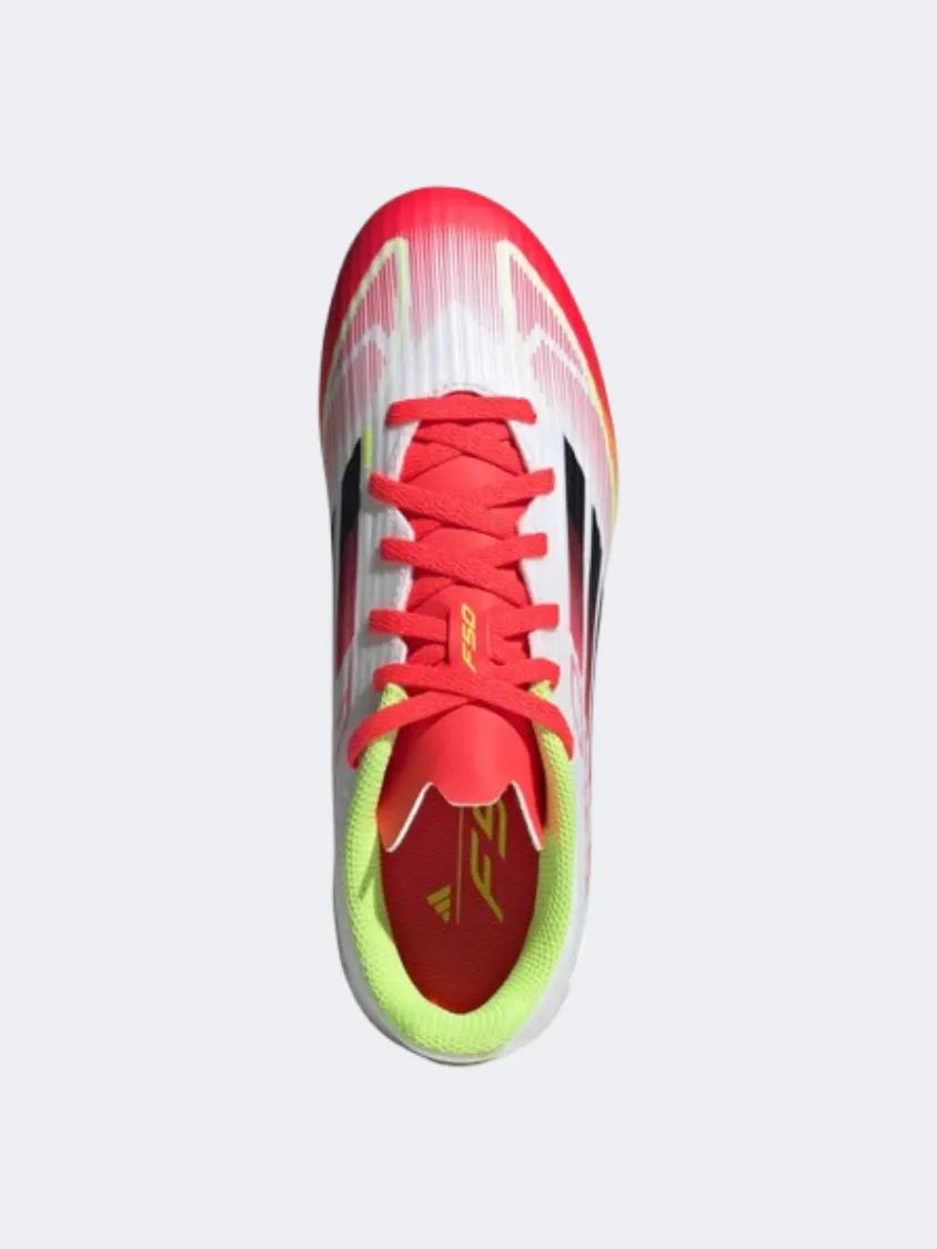 Adidas F 50 League Fg Mg Kids Football Shoes White/Black/Yellow Street Game