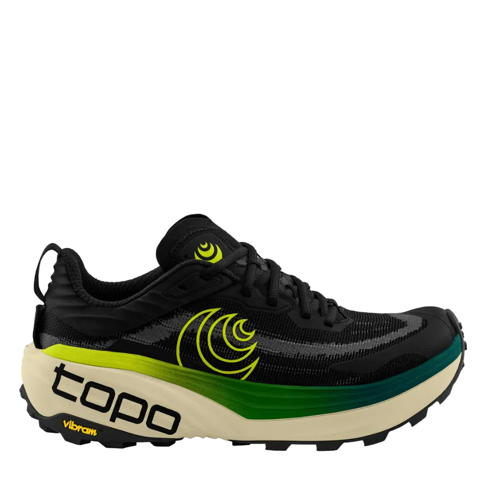 Topo Men's Vista Running Shoes in Black/Lime AW25 Rough surface running Comfort