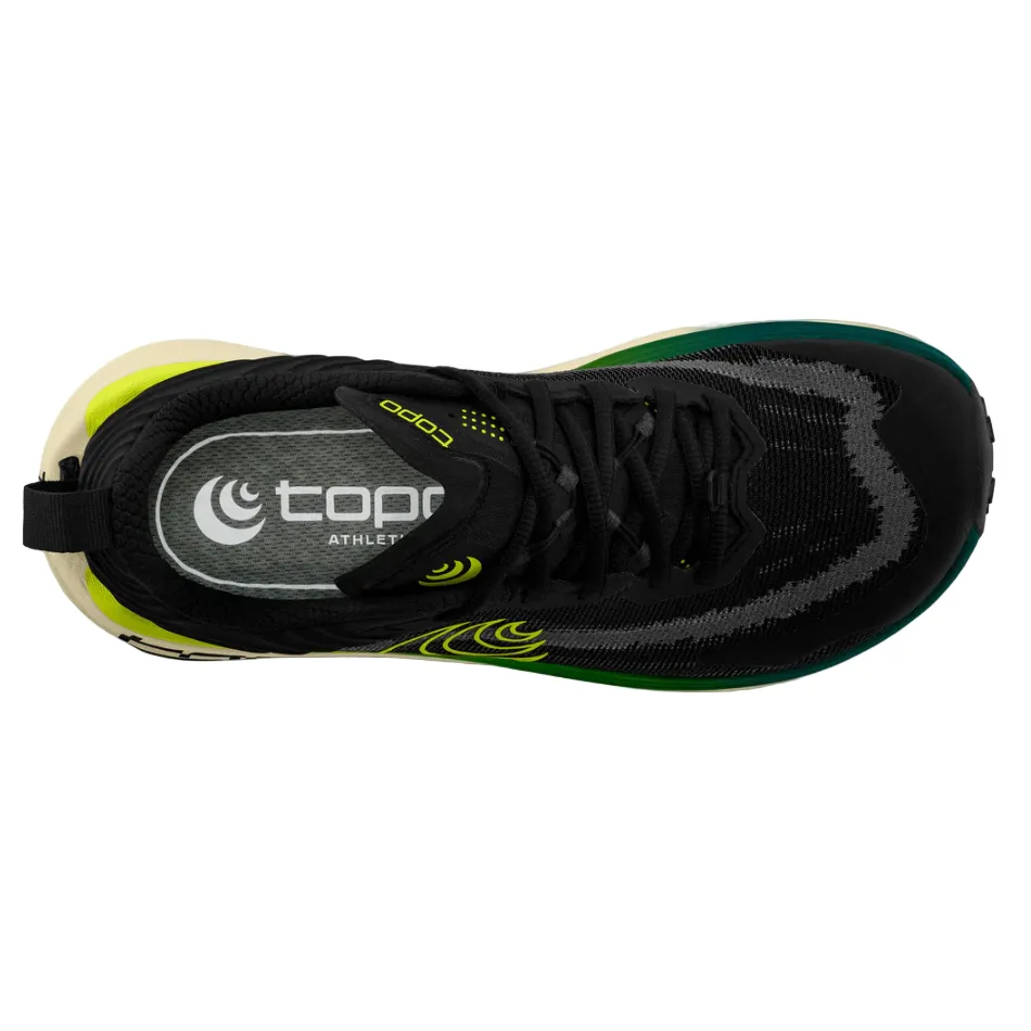 Topo Men's Vista Running Shoes in Black/Lime AW25 rainy day running High Stability