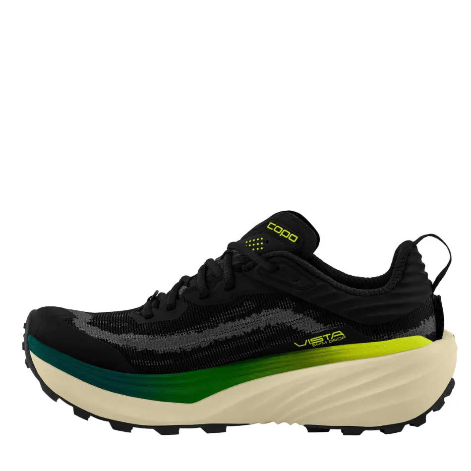 Topo Men's Vista Running Shoes in Black/Lime AW25 Fast