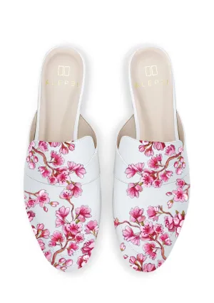 Synthetic Moisture wicking Cherry Blossom White Mule