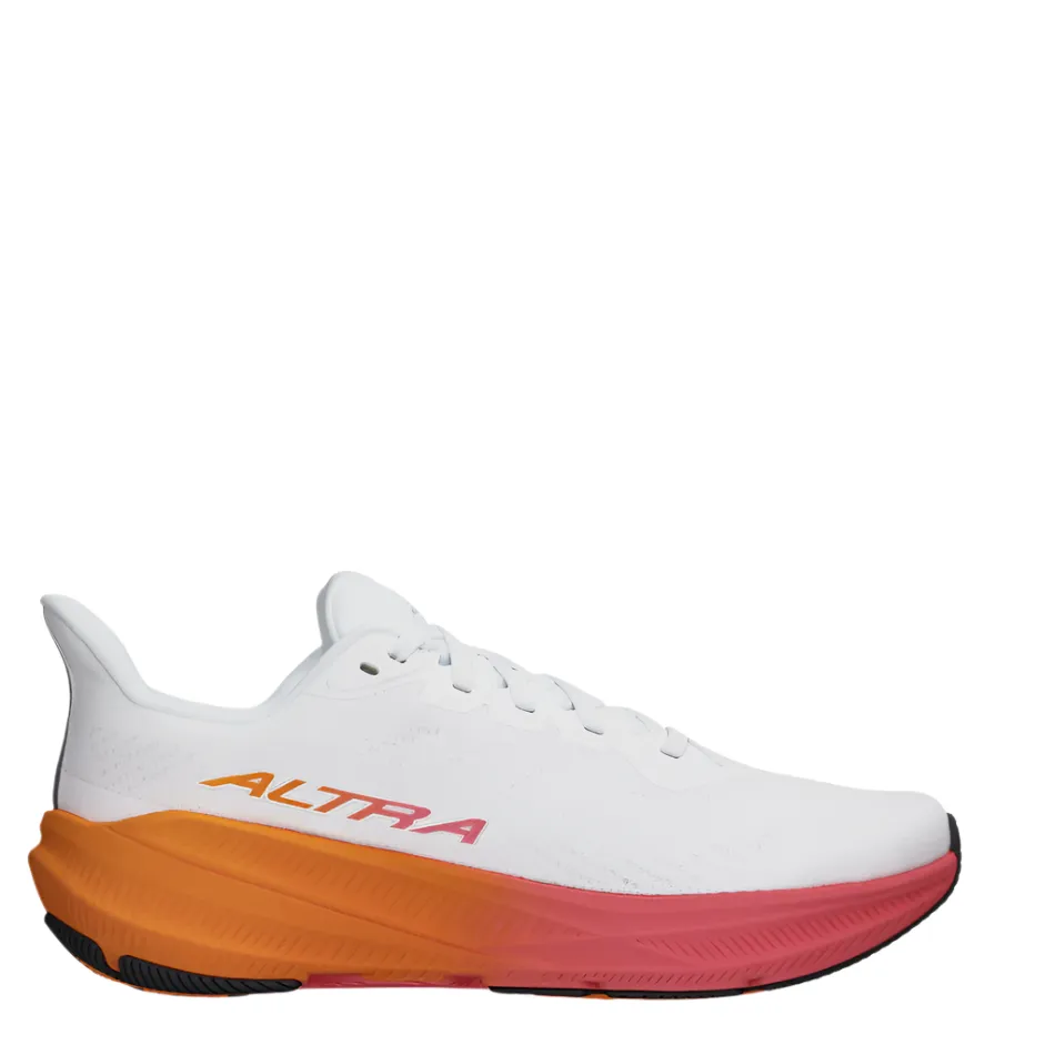 Altra Women's Experience Flow 2 Running Shoes in White/Orange AW25 Classic Charm gym floor